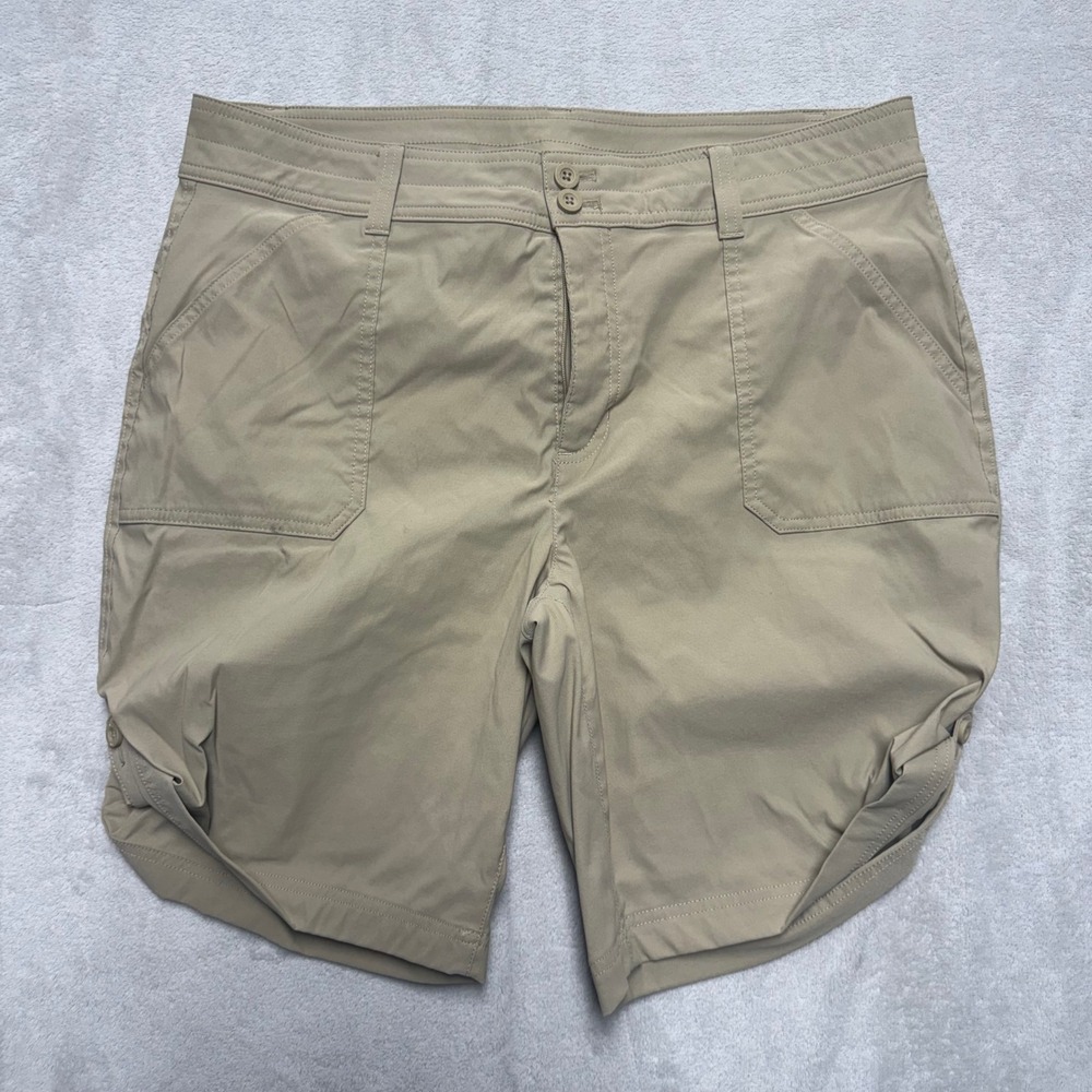 Eddie Bauer Womens Khaki Horizon‎ Roll Up Hiking Shorts Tan Size 14
